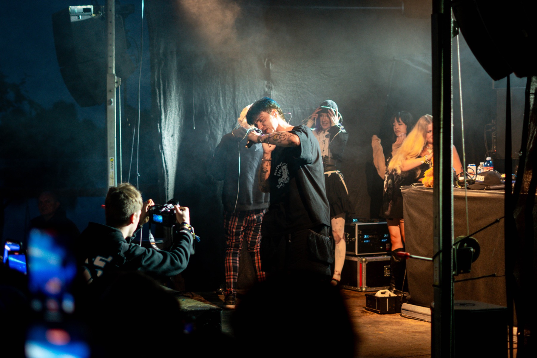 Fire effects on stage at a live show