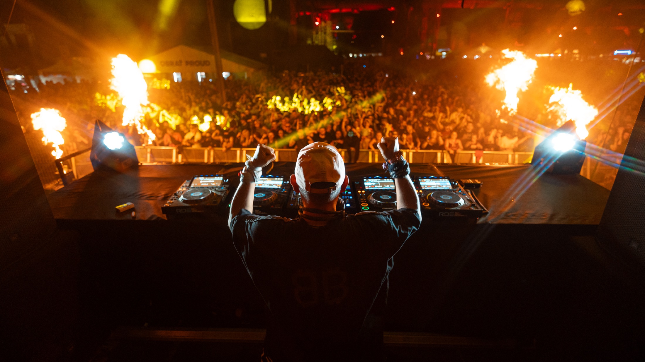 Festival crowd at night, music event photography by m188_photo