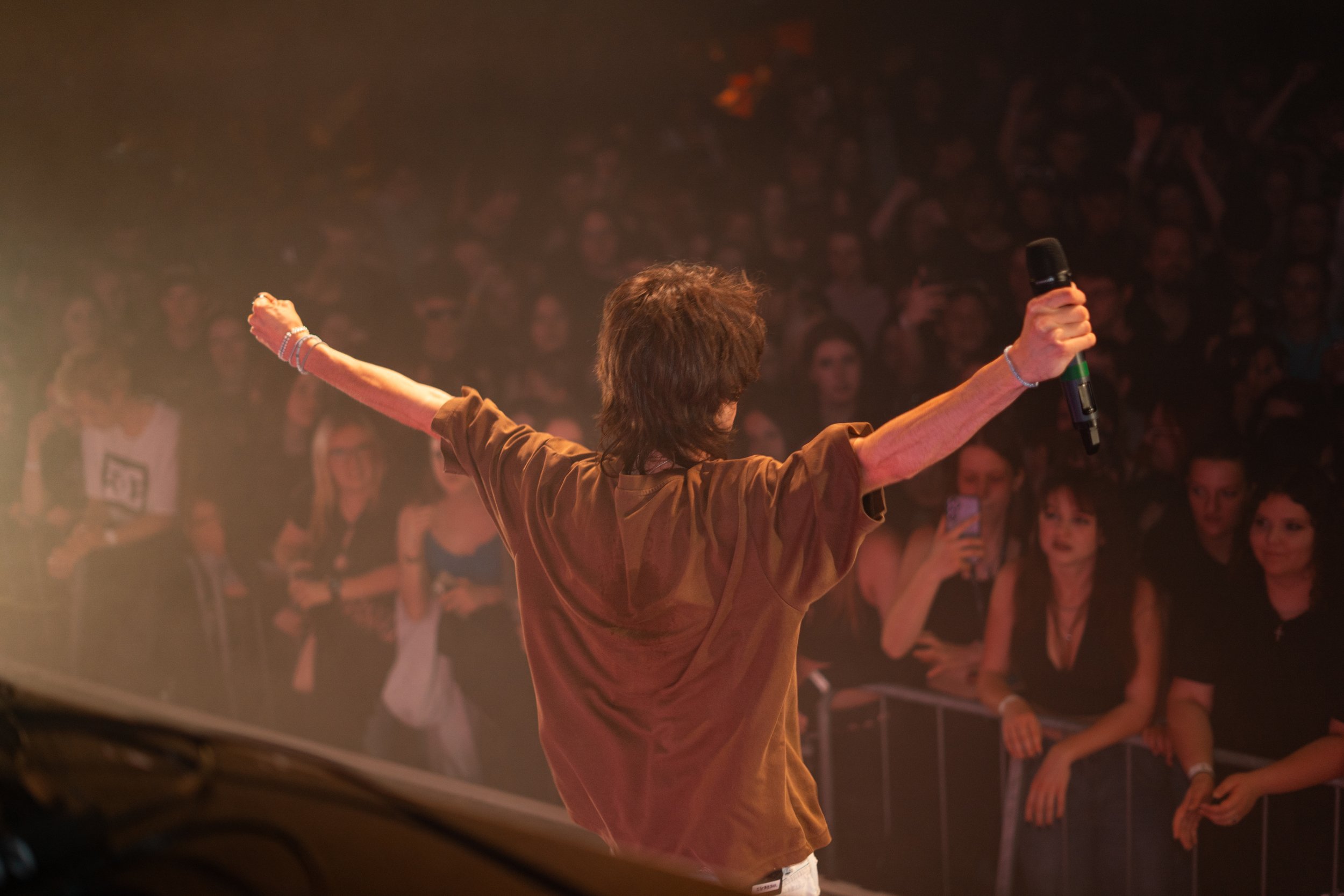 Club crowd in coloured haze